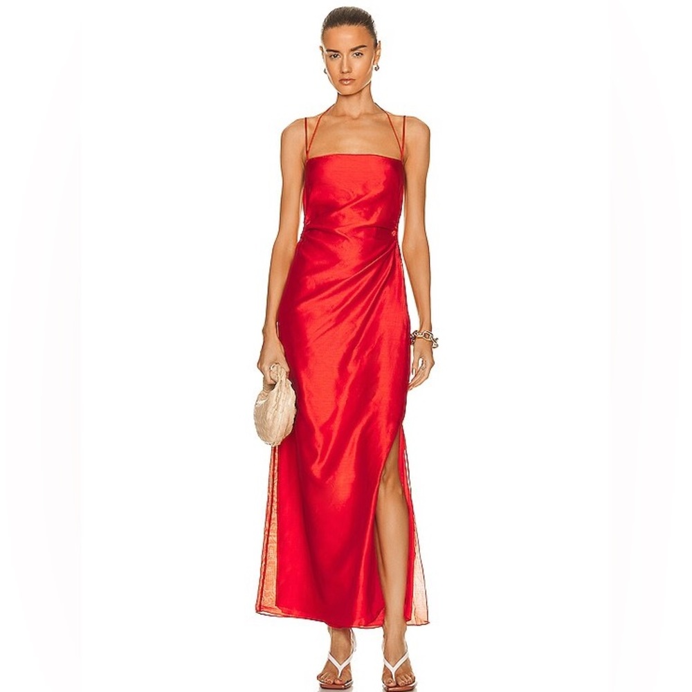 SIR. Lucelia silk blend cut out midi dress in red NWT